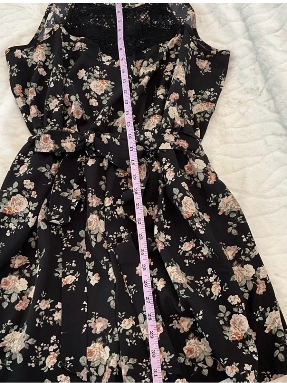 Floral Lace-Trim Black Jumpsuit - Picture 9 of 9